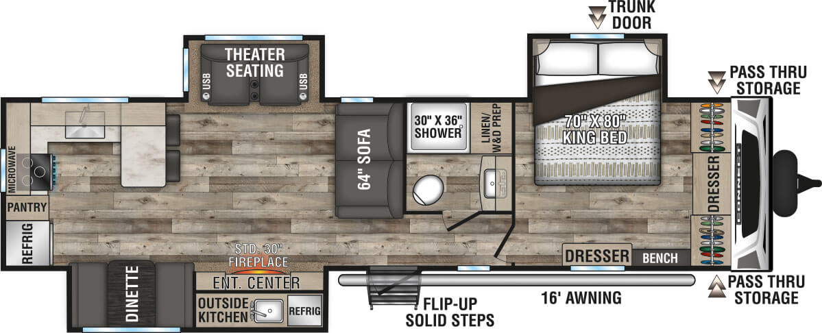 2022 KZ RV Connect C323RK Travel Trailer Floorplan