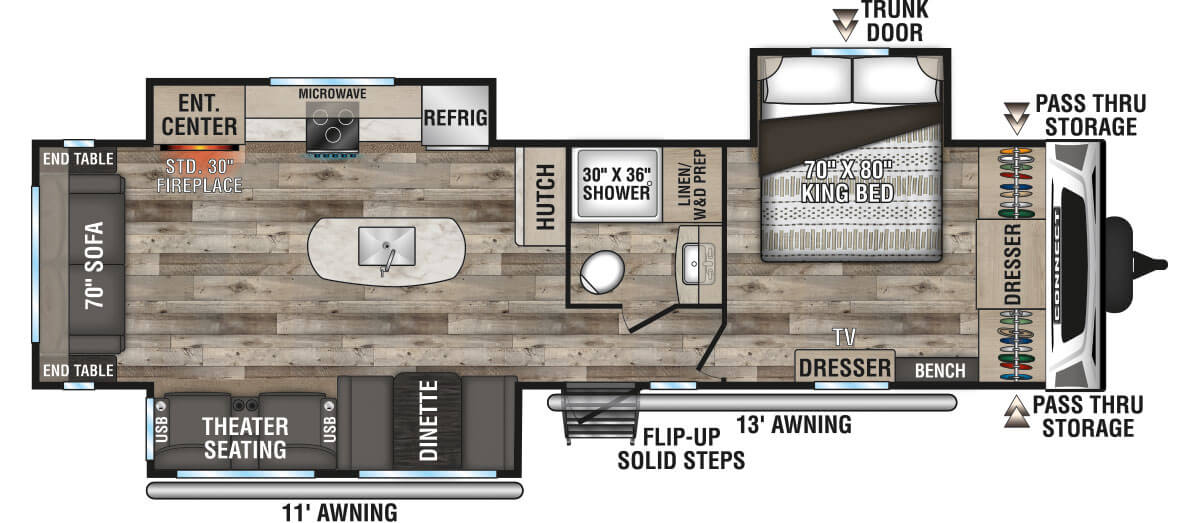 2022 KZ RV Connect C313MK Travel Trailer Floorplan