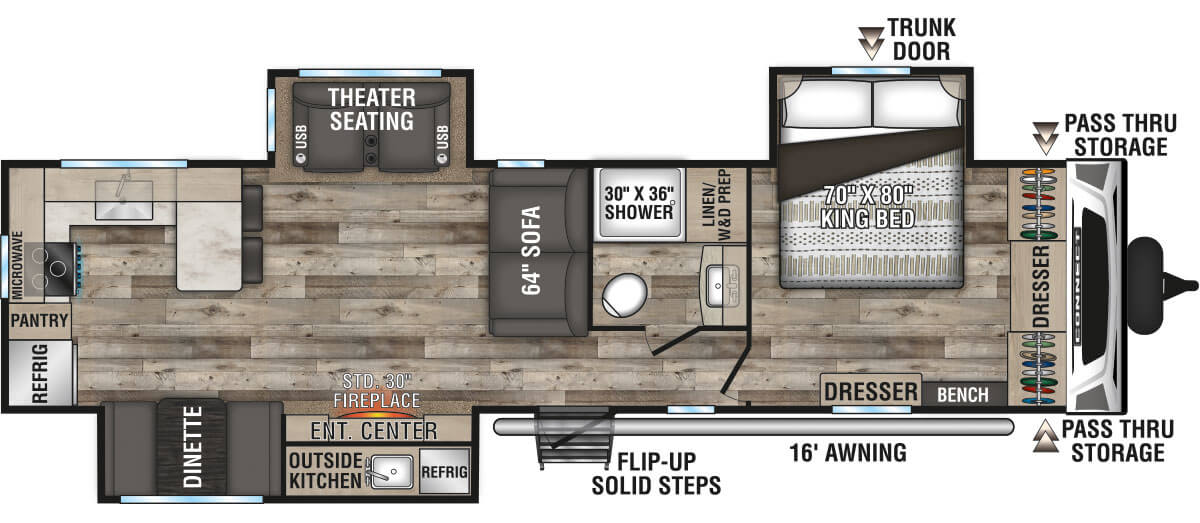 2022 KZ RV Connect C323RK Travel Trailer Floorplan