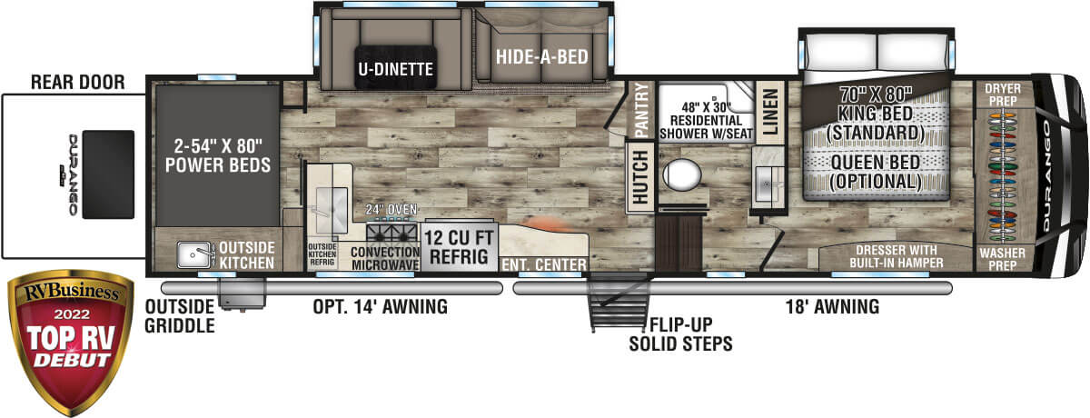 2022 KZ RV Durango D311BHD Fifth Wheel Floorplan