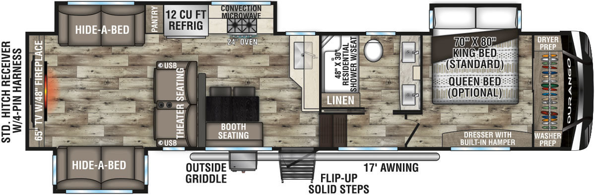 2022 KZ RV Durango D326RLT Fifth Wheel Floorplan