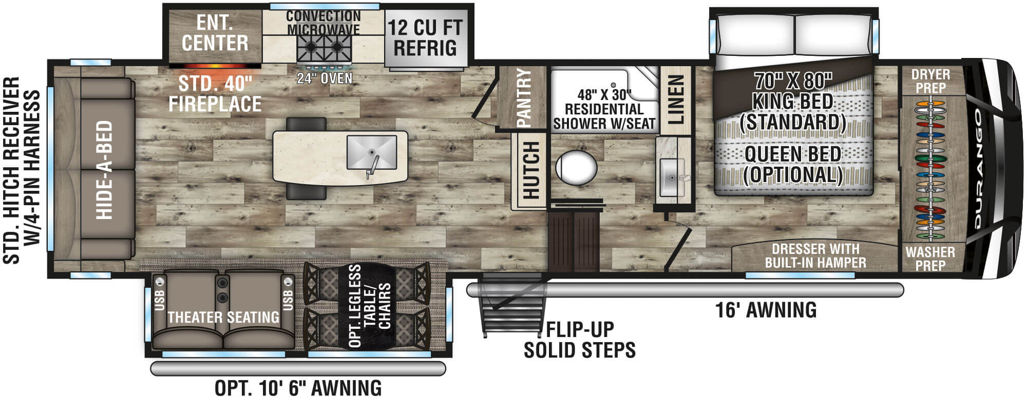 2022 KZ RV Durango D301RLT Fifth Wheel Floorplan