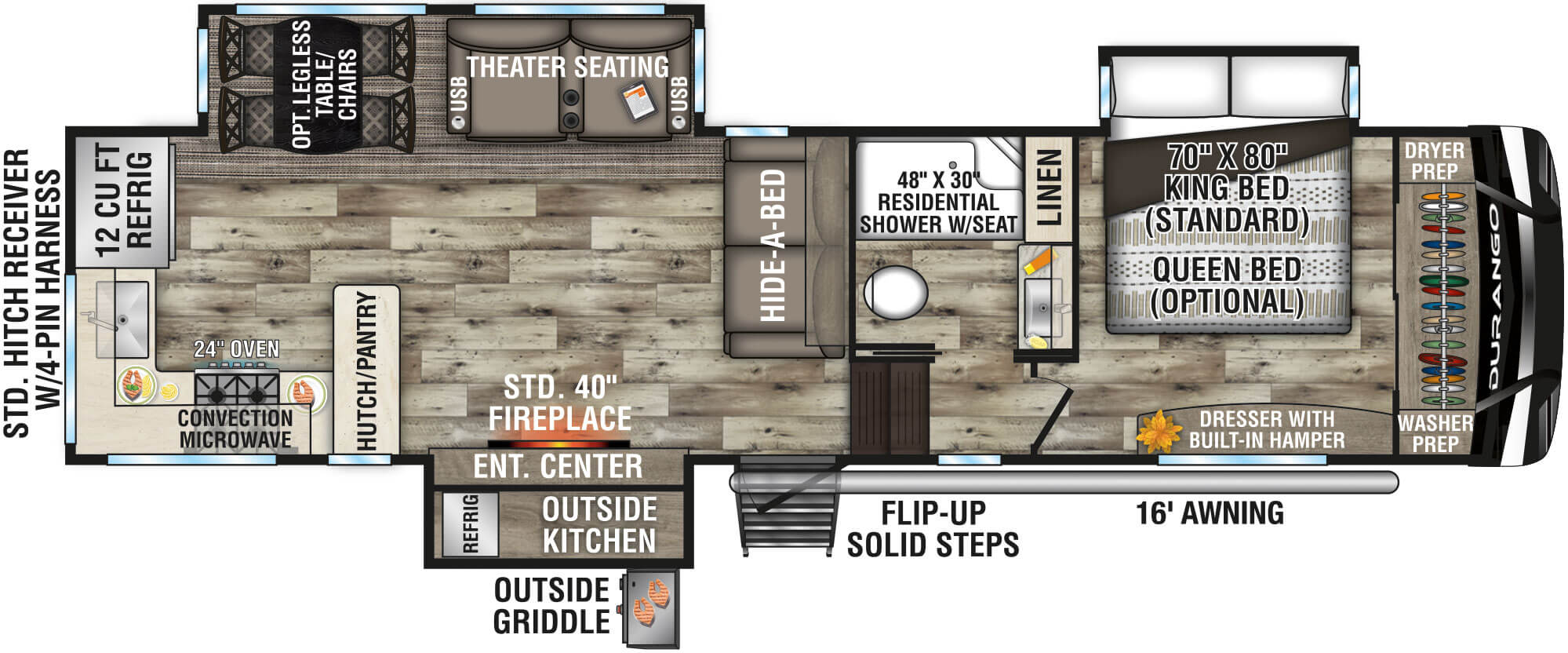 2022 KZ RV Durango D321RKT Fifth Wheel Floorplan