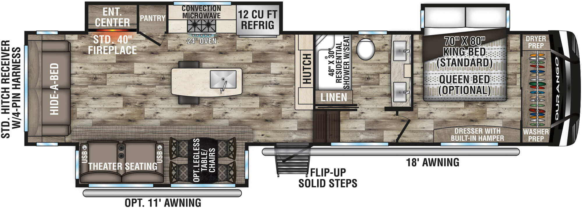 2022 KZ RV Durango D333RLT Fifth Wheel Floorplan