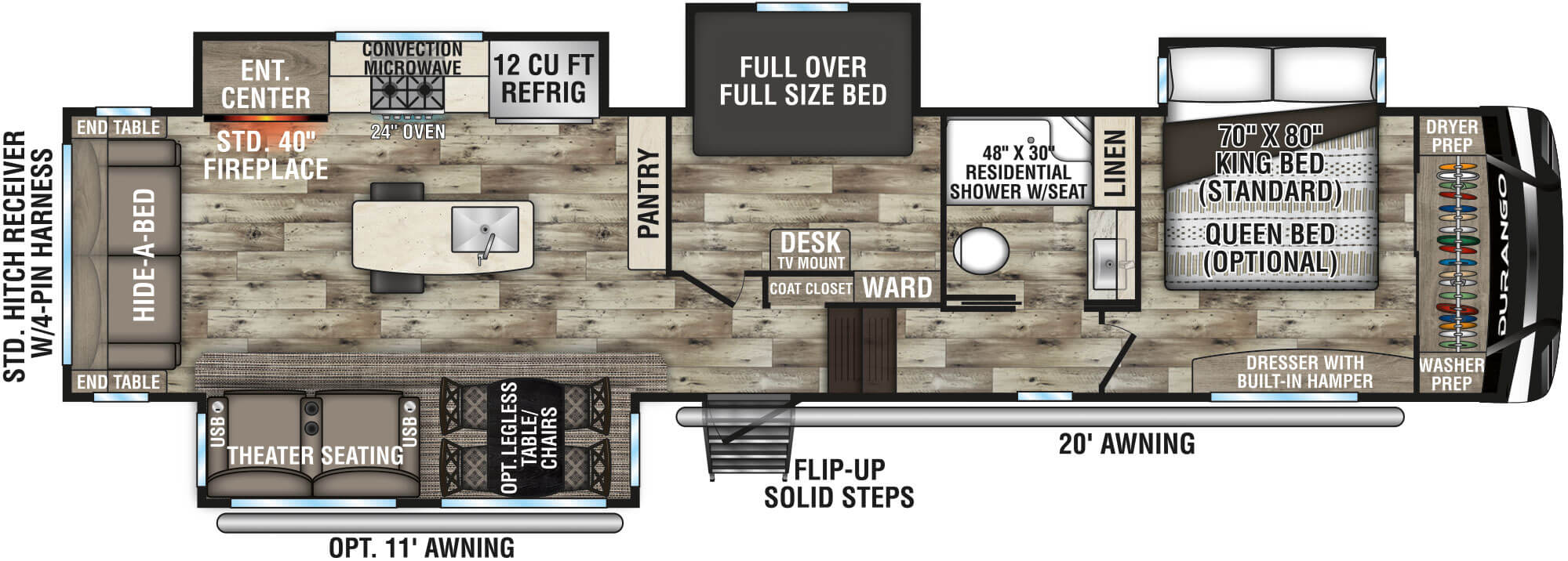 2022 KZ RV Durango D343MBQ Fifth Wheel Floorplan