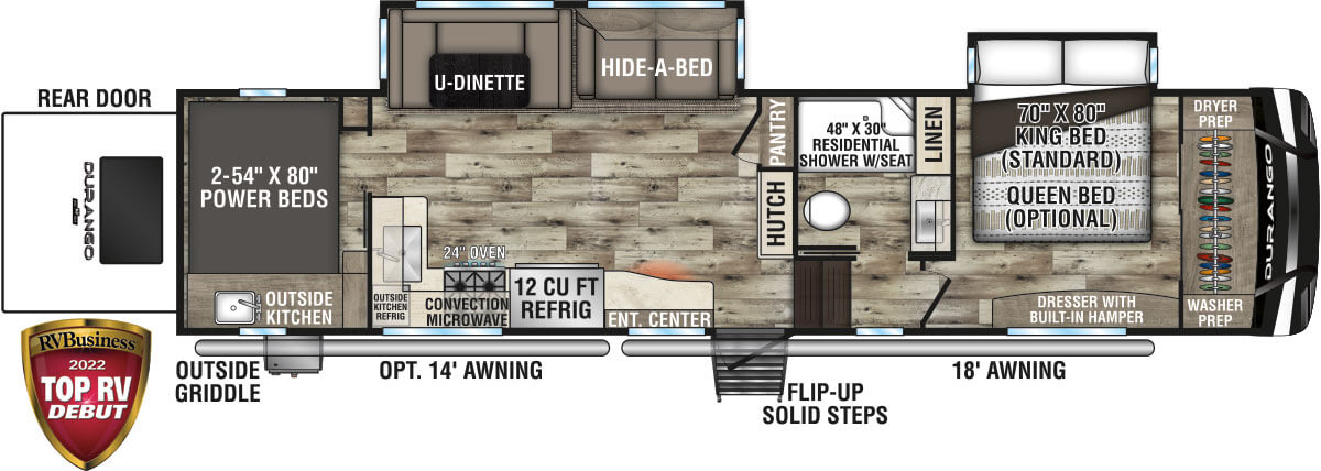 2022 KZ RV Durango D311BHD Fifth Wheel Floorplan