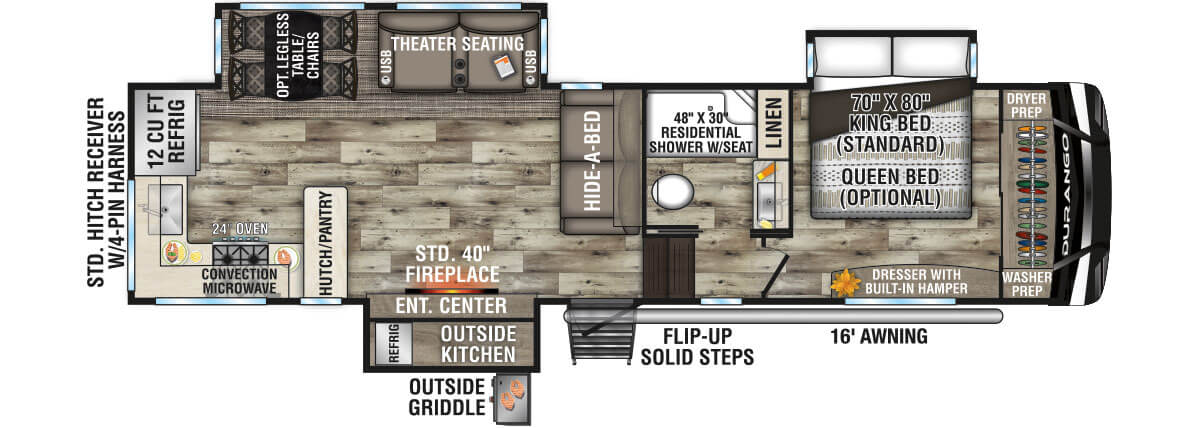 2022 KZ RV Durango D321RKT Fifth Wheel Floorplan