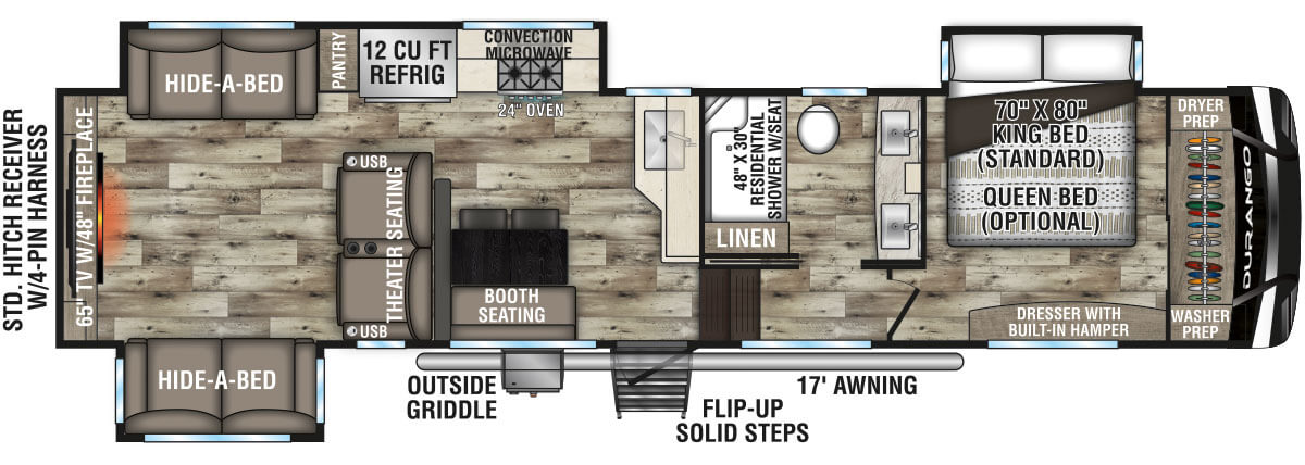 2022 KZ RV Durango D326RLT Fifth Wheel Floorplan