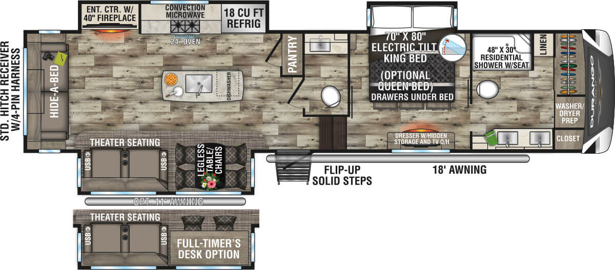 2022 KZ RV Durango Gold G366FBT Fifth Wheel Floorplan