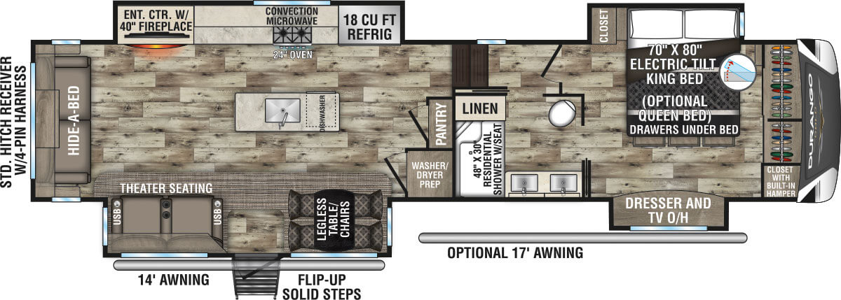 2022 KZ RV Durango Gold G383RLQ Fifth Wheel Floorplan