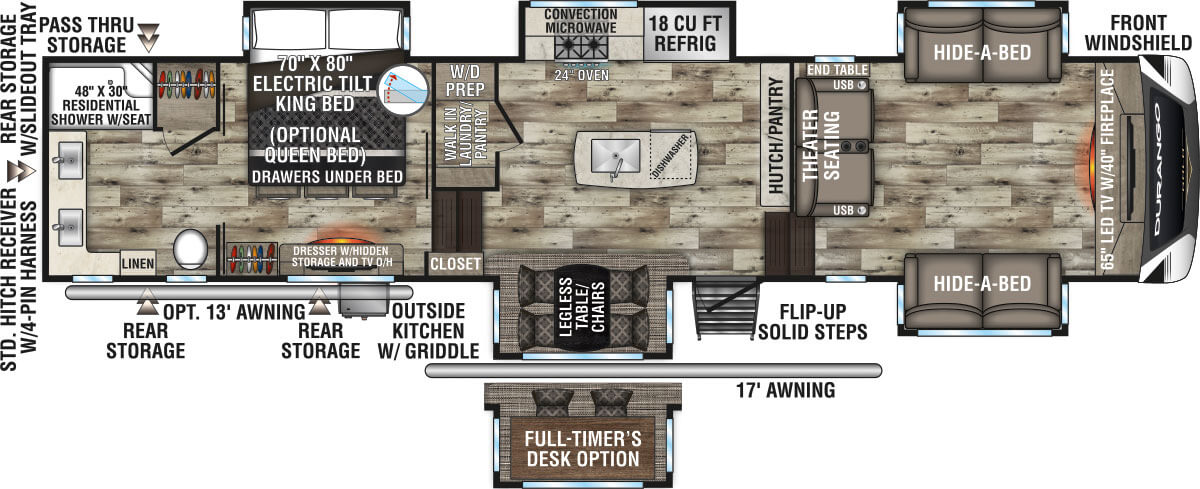 2022 KZ RV Durango Gold G387FLF Fifth Wheel Floorplan