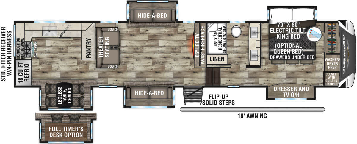 2022 KZ RV Durango Gold G391RKF Fifth Wheel Floorplan