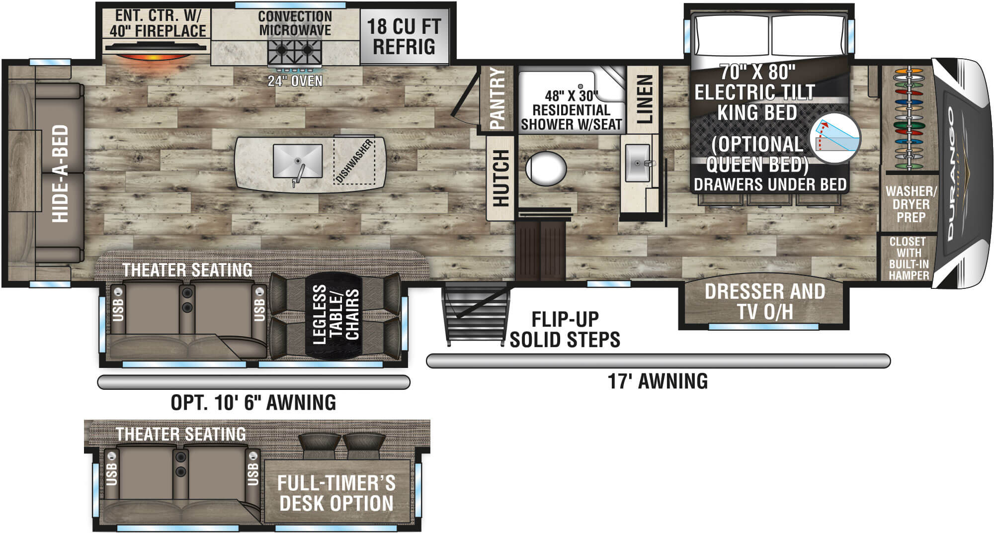 2022 KZ RV Durango Gold G356RLQ Fifth Wheel Floorplan