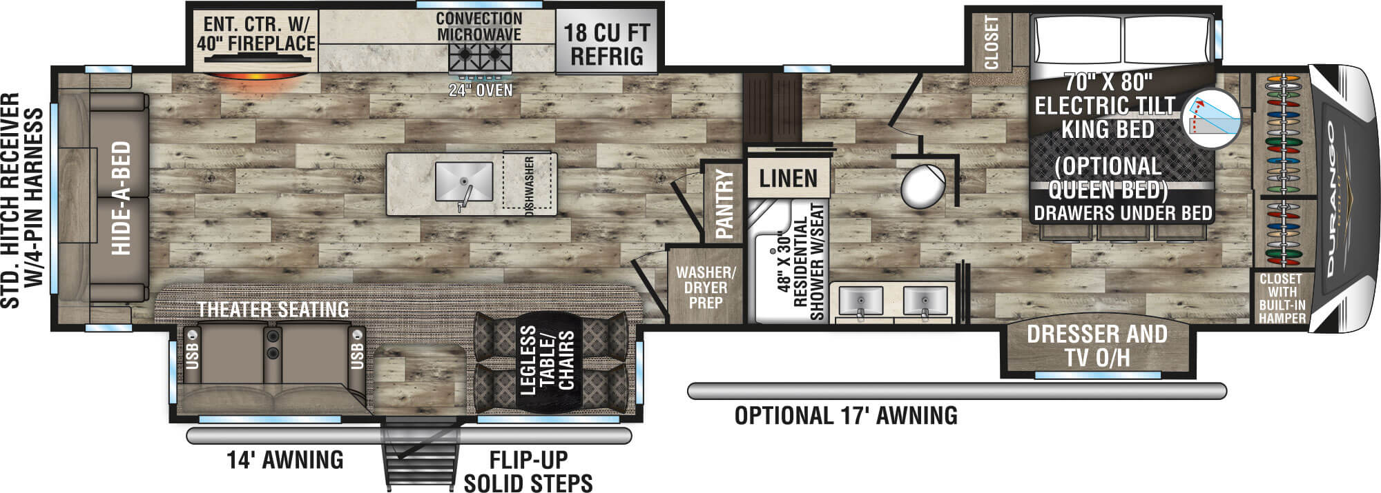 2022 KZ RV Durango Gold G383RLQ Fifth Wheel Floorplan