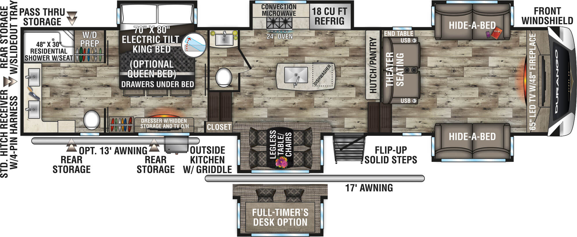 2022 KZ RV Durango Gold G386FLF Fifth Wheel Floorplan