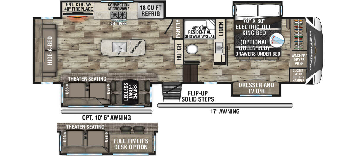 2022 KZ RV Durango Gold G356RLQ Fifth Wheel Floorplan