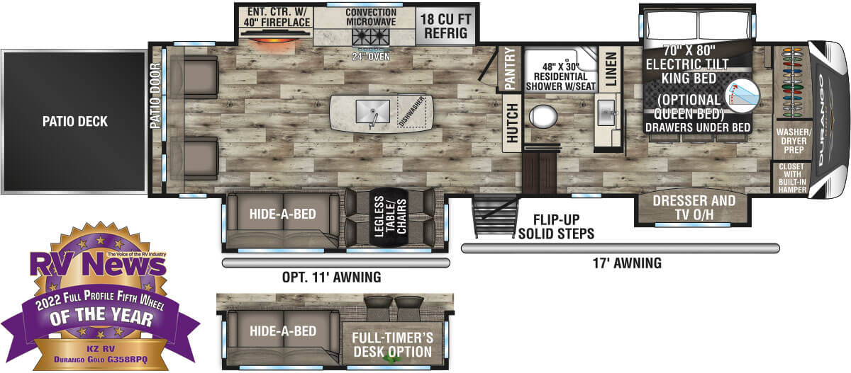 2022 KZ RV Durango Gold G358RPQ Fifth Wheel Floorplan