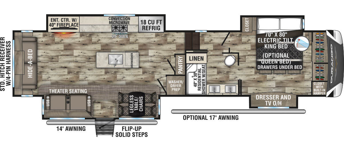 2022 KZ RV Durango Gold G383RLQ Fifth Wheel Floorplan