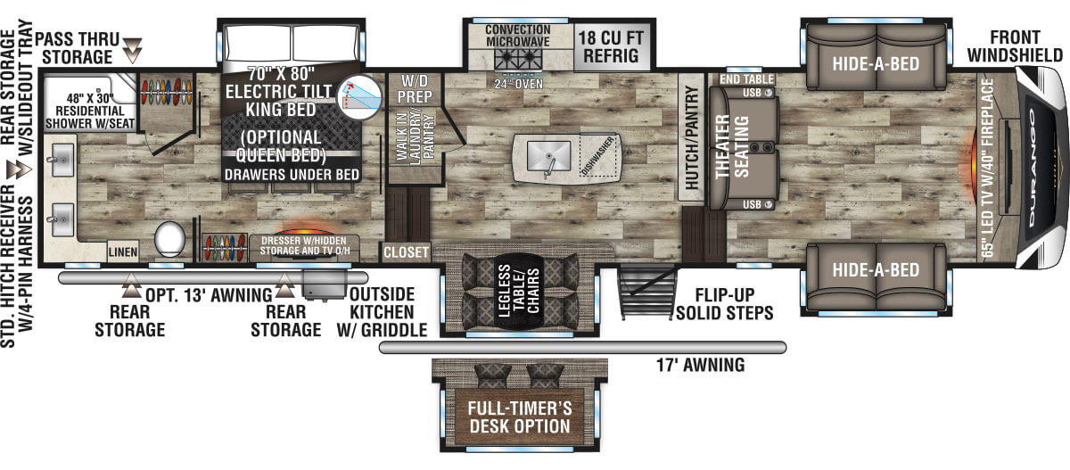 2022 KZ RV Durango Gold G387FLF Fifth Wheel Floorplan