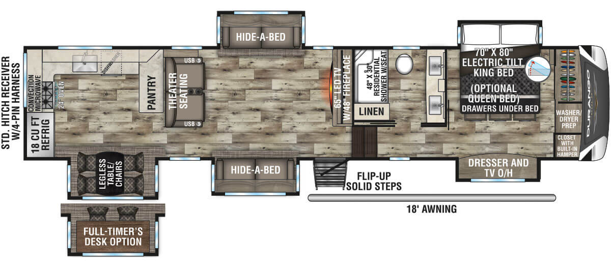 2022 KZ RV Durango Gold G391RKF Fifth Wheel Floorplan