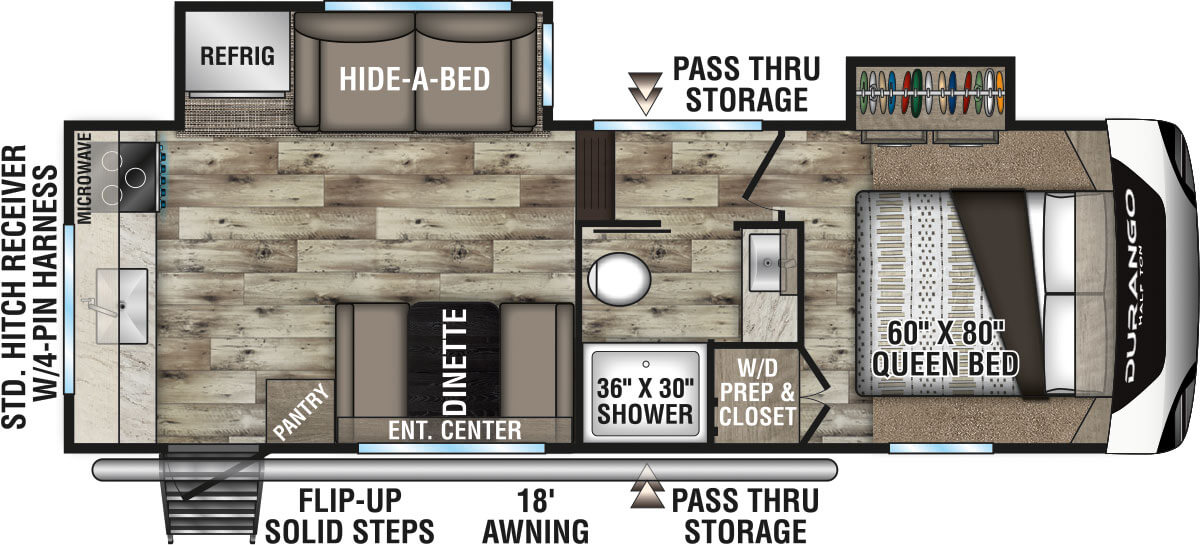 2022 KZ RV Durango Half-Ton D230RKD Fifth Wheel Floorplan