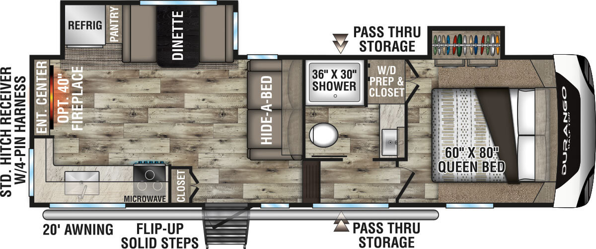 2022 KZ RV Durango Half-Ton D250RED Fifth Wheel Floorplan