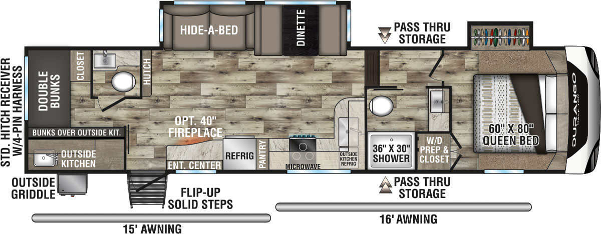 2022 KZ RV Durango Half-Ton D274BHD Fifth Wheel Floorplan