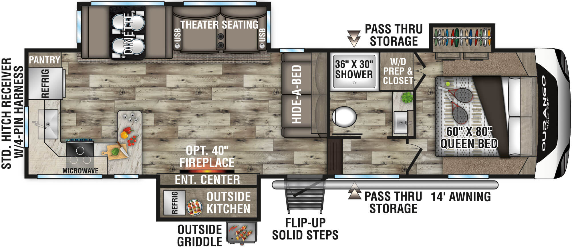 2022 KZ RV Durango D256RKT Fifth Wheel Floorplan