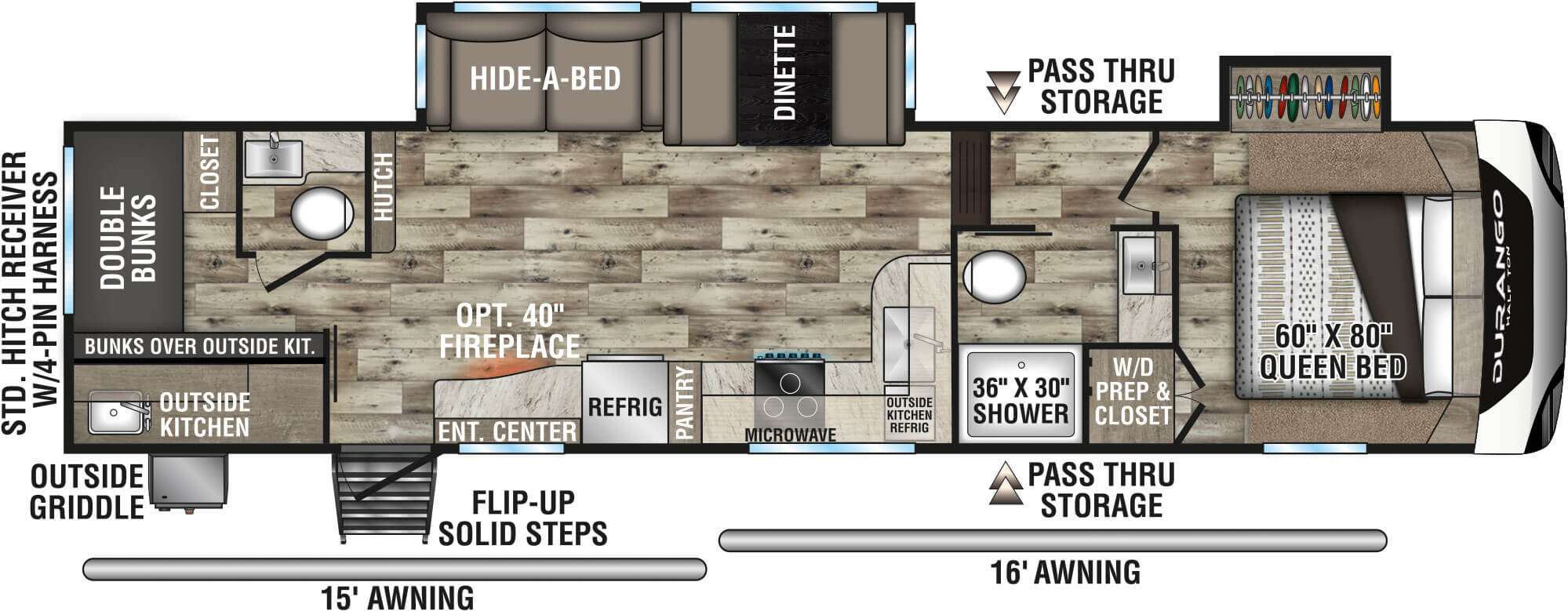 2022 KZ RV Durango D274BHD Fifth Wheel Floorplan