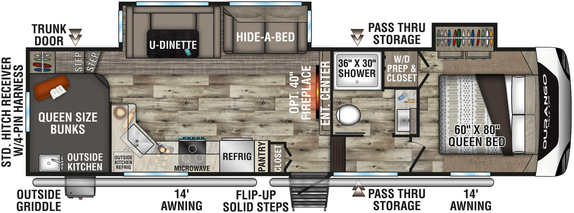 2022 KZ RV Durango D286BHD Fifth Wheel Floorplan