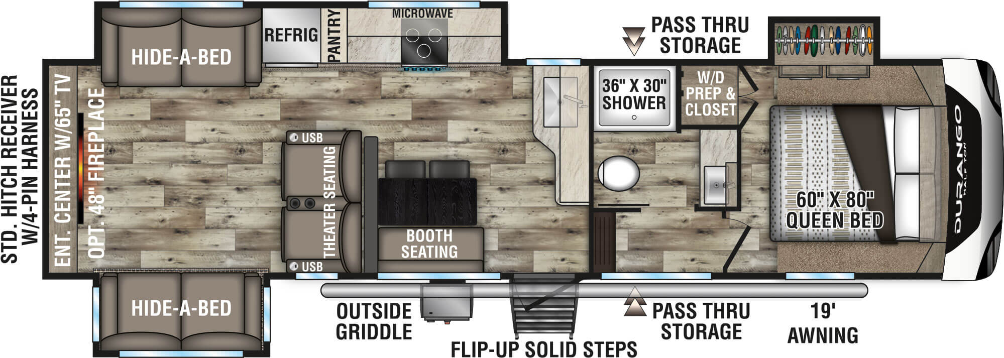 2022 KZ RV Durango D290RLT Fifth Wheel Floorplan