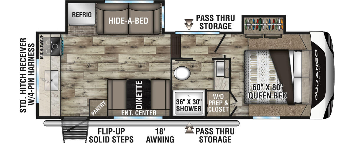 2022 KZ RV Durango Half-Ton D230RKD Fifth Wheel Floorplan