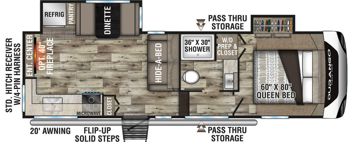 2022 KZ RV Durango Half-Ton D250RED Fifth Wheel Floorplan