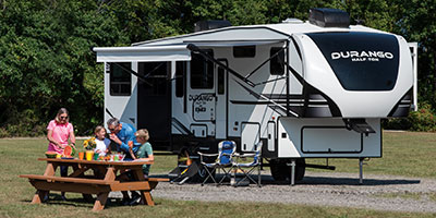 2022 KZ RV Durango Half-Ton D290RLT Fifth Wheel at Campsite Watermelon Picnic