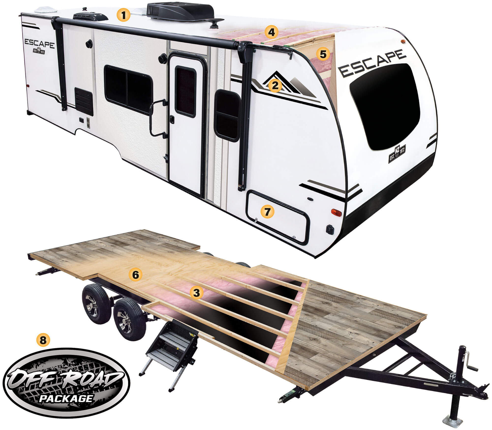 2022 KZ RV Escape Ultra Lightweight Travel Trailer Cutaway