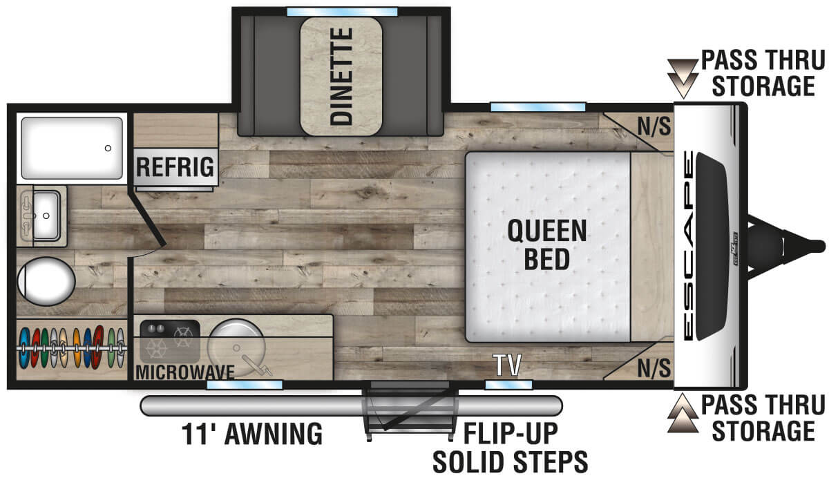 2022 KZ RV Escape E181RB Travel Trailer Floorplan