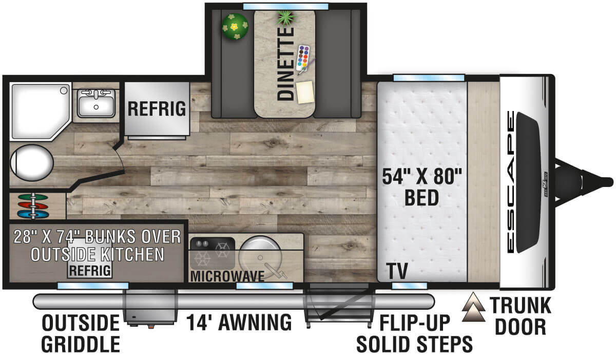 2022 KZ RV Escape E191BHK Travel Trailer Floorplan