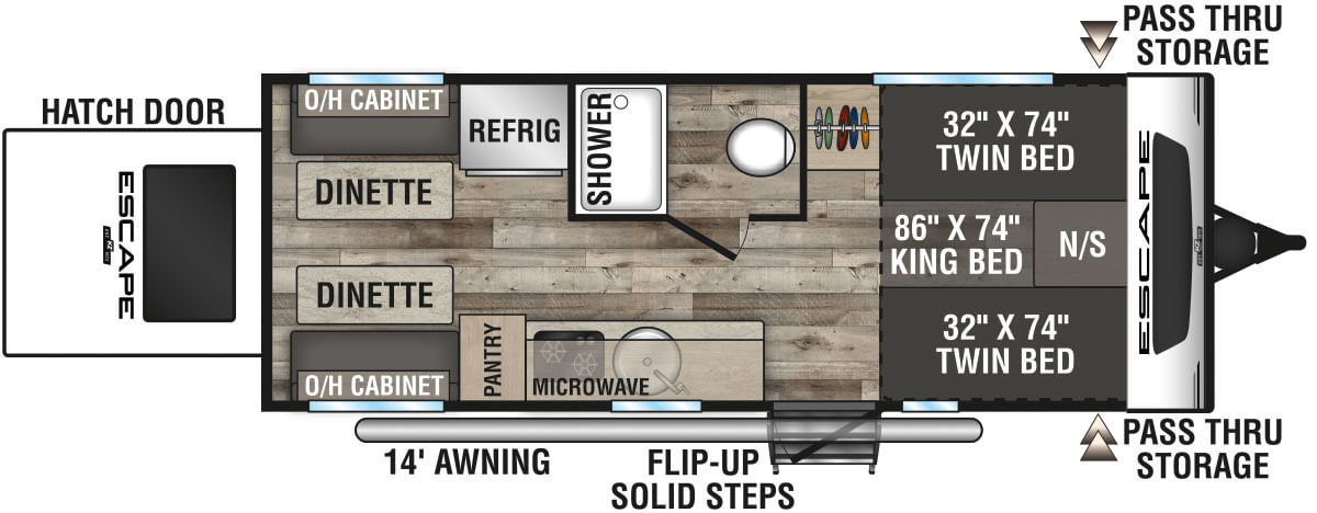 2022 KZ RV Escape E20 HATCH Travel Trailer Floorplan