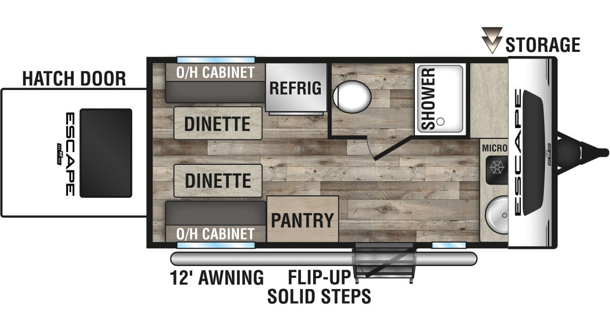 2022 KZ RV Escape E14 HATCH Travel Trailer Floorplan