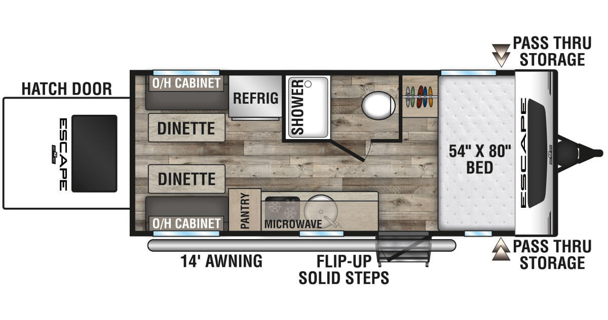 2022 KZ RV Escape E17 HATCH Travel Trailer Floorplan