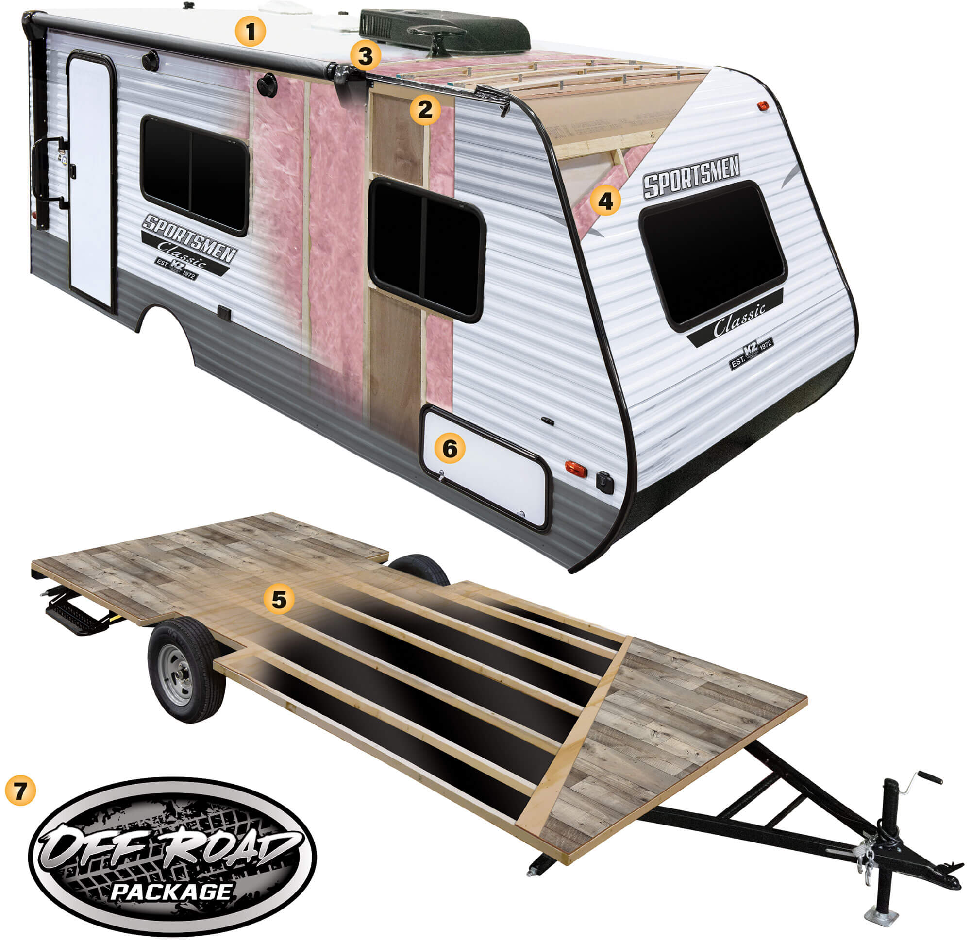 2022 KZ RV Sportsmen Classic Ultra Lightweight Travel Trailer Cutaway