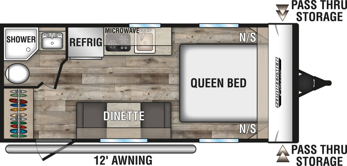 2022 KZ RV Sportsmen Classic 160QB Travel Trailer Floorplan