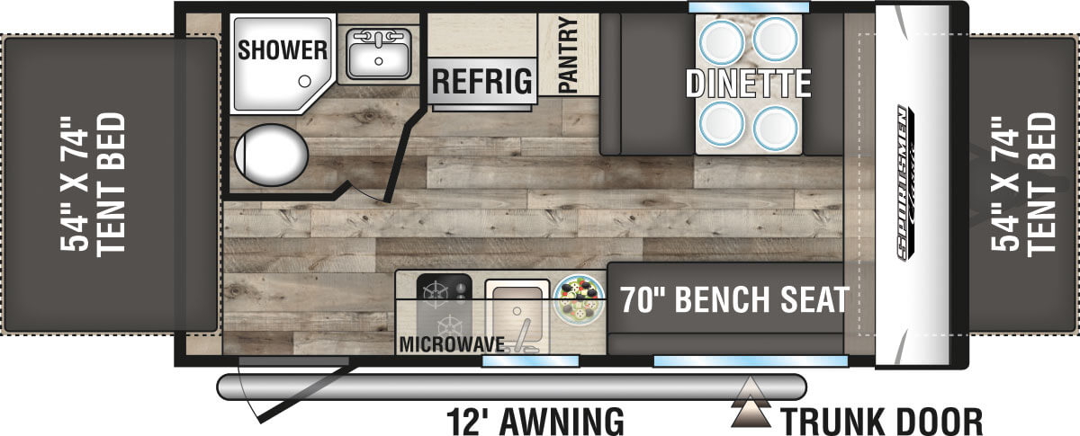 2022 KZ RV Sportsmen Classic 160RBT Travel Trailer Floorplan