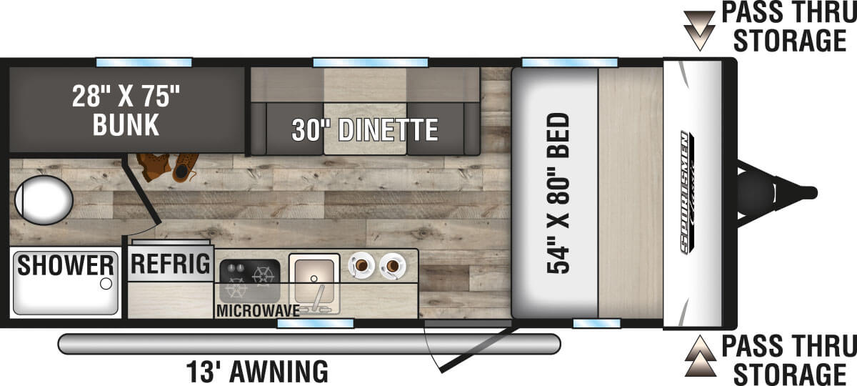 2022 KZ RV Sportsmen Classic 180BH Travel Trailer Floorplan