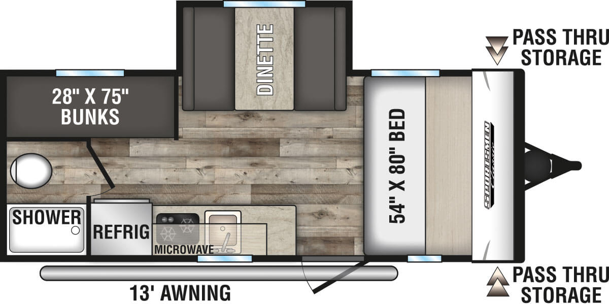 2022 KZ RV Sportsmen Classic 181BH Travel Trailer Floorplan