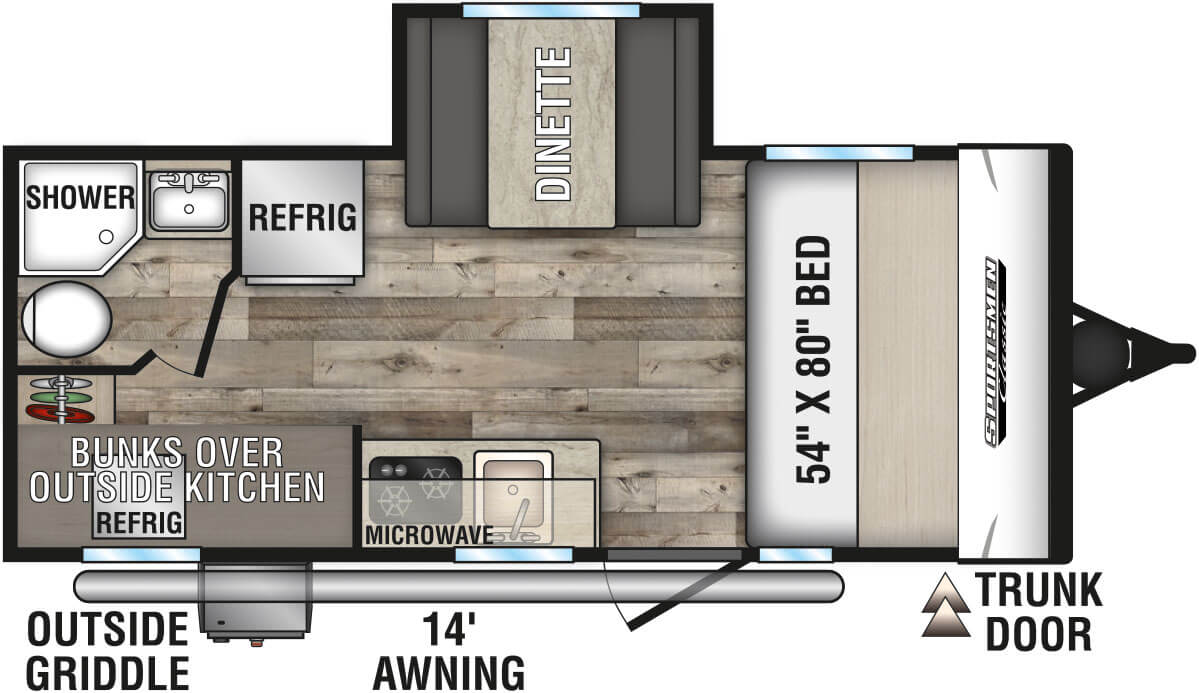 2022 KZ RV Sportsmen Classic 191BHK Travel Trailer Floorplan