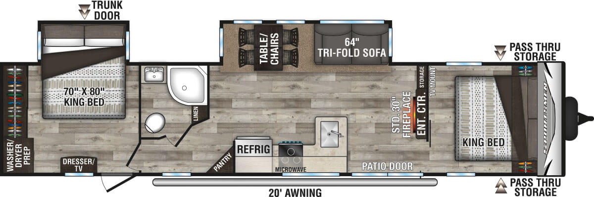 2022 KZ RV Sportsmen Destination 362DB Travel Trailer Floorplan