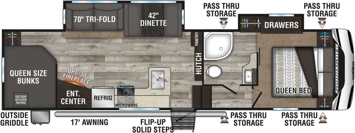 2022 KZ RV Sportsmen 292BHK Fifth Wheel Floorplan