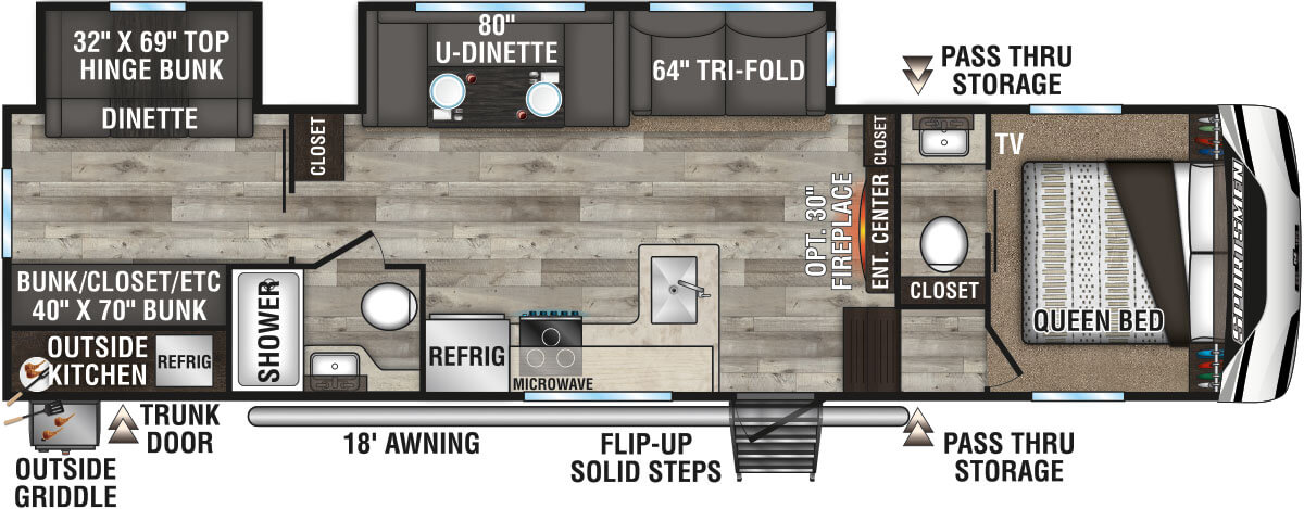 2022 KZ RV Sportsmen 302BHK Fifth Wheel Floorplan