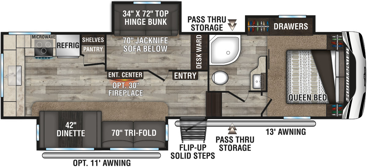 2022 KZ RV Sportsmen 303MB Fifth Wheel Floorplan